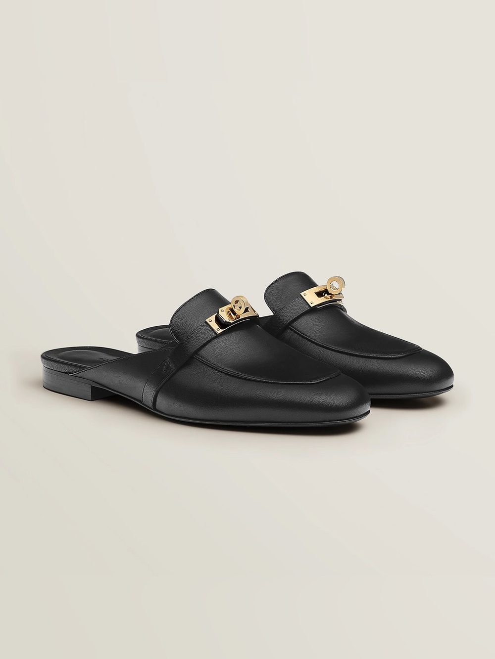Hermes Oz Mule Noir Black Gold Size 40 US 9.5